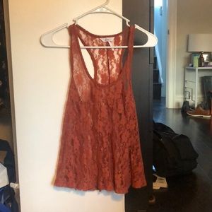 Burnt orange lace tank